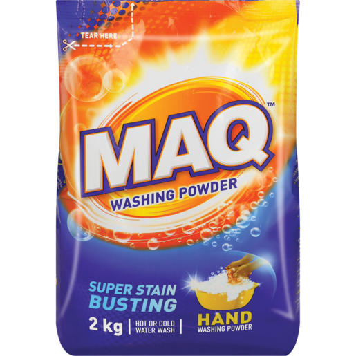 MAQ Regular Hand Washing Powder 2kg | Laundry Detergent & Fabric Softener | Clea