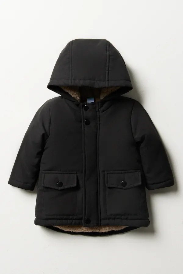 Hooded parka jacket black